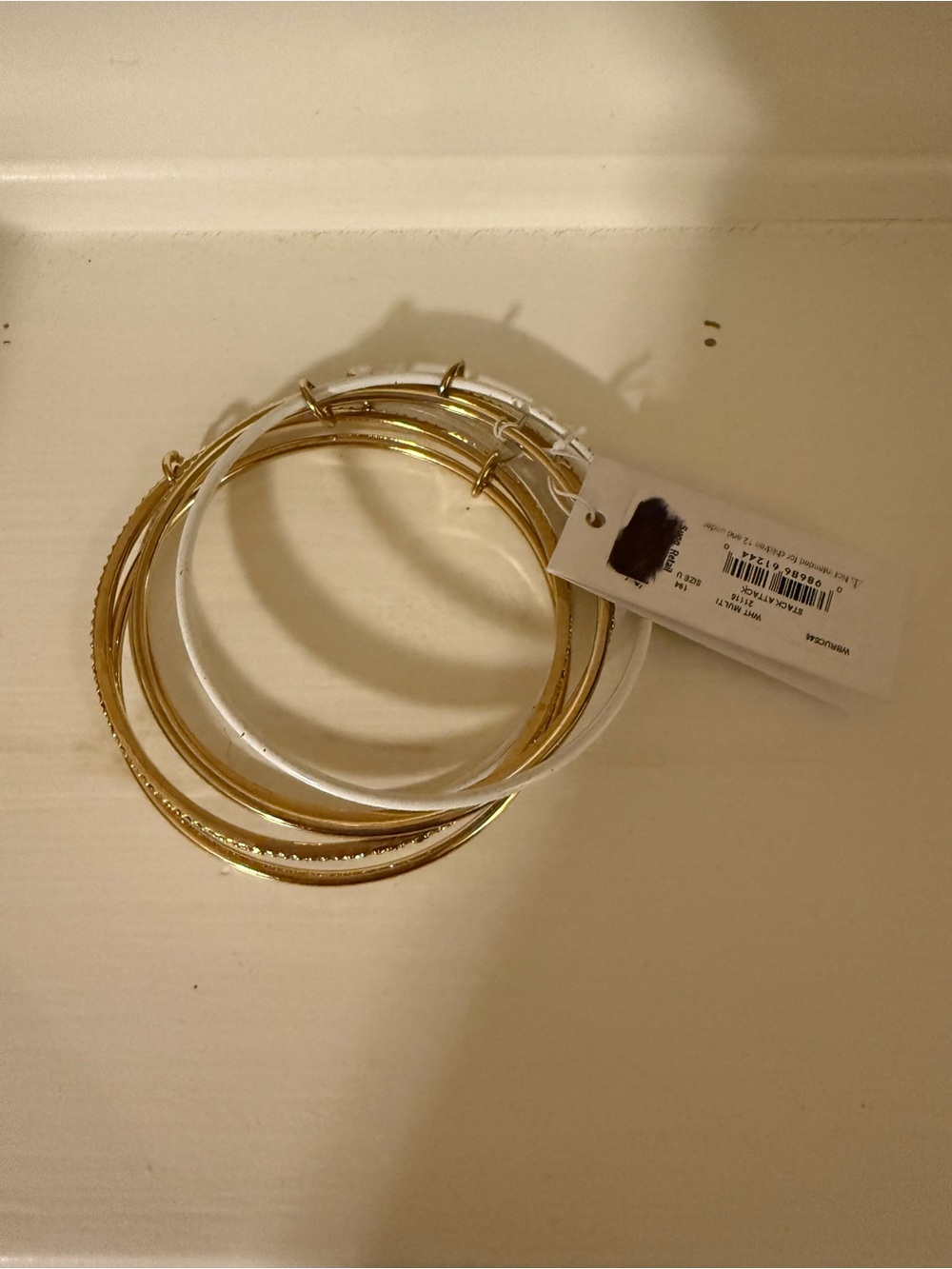 Kate Spade Goldtone STACK ATTACK White Enamel Pave' Bangle Bracelet NWT